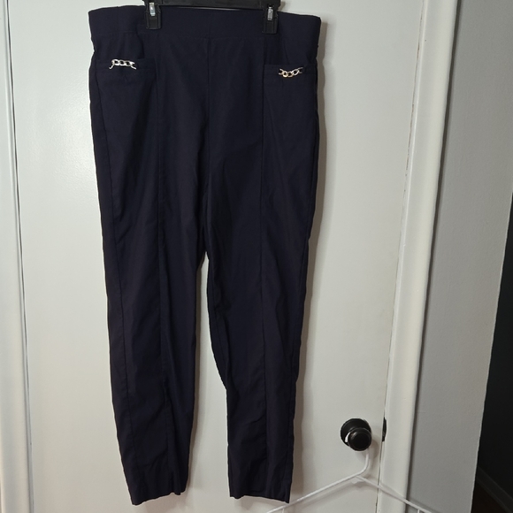Counterparts Women's Navy Pants with Chain Detail - Picture 1 of 4